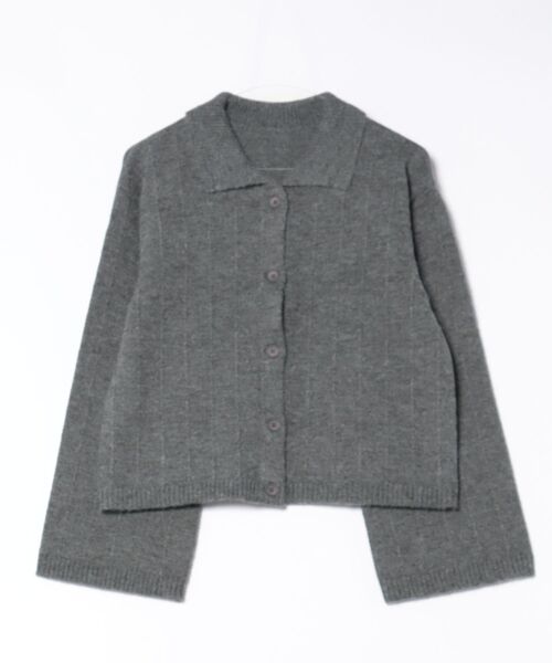 STYLEBLOCK（スタイルブロック）の「ケーブルニット襟付きカーディガン（カーディガン/ボレロ・レディース・チャコールグレー/ホワイト系その他/レッド/ブラウン・M）」の2枚目の写真