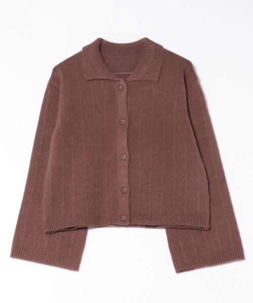 STYLEBLOCK（スタイルブロック）の「ケーブルニット襟付きカーディガン（カーディガン/ボレロ・レディース・チャコールグレー/ホワイト系その他/レッド/ブラウン・M）」の5枚目の写真