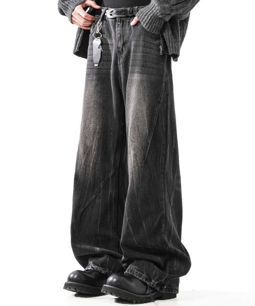 NEW GENTLEMAN（ニュージェントルマン）の「ノルマンディーデニム ワイドバギー バルーン バレル パンツ（デニムパンツ・メンズ・ブルー/ブラック・L/M/S）」の3枚目の写真
