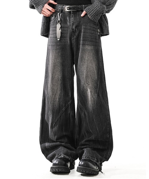 NEW GENTLEMAN（ニュージェントルマン）の「ノルマンディーデニム ワイドバギー バルーン バレル パンツ（デニムパンツ・メンズ・ブルー/ブラック・L/M/S）」の5枚目の写真