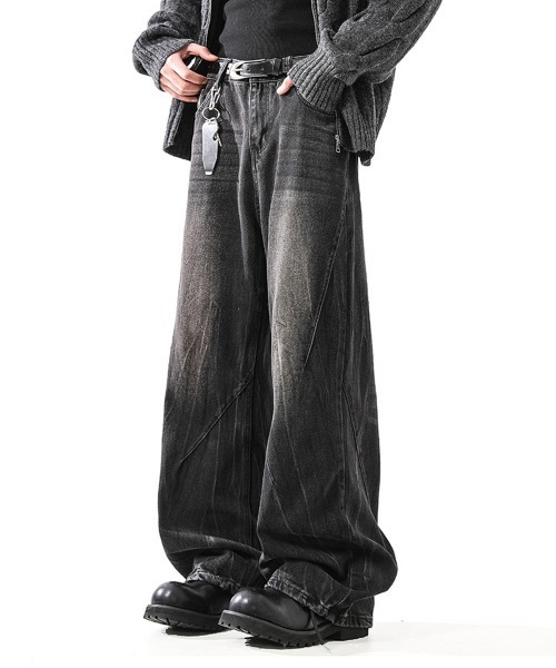 NEW GENTLEMAN（ニュージェントルマン）の「ノルマンディーデニム ワイドバギー バルーン バレル パンツ（デニムパンツ・メンズ・ブルー/ブラック・L/M/S）」の6枚目の写真