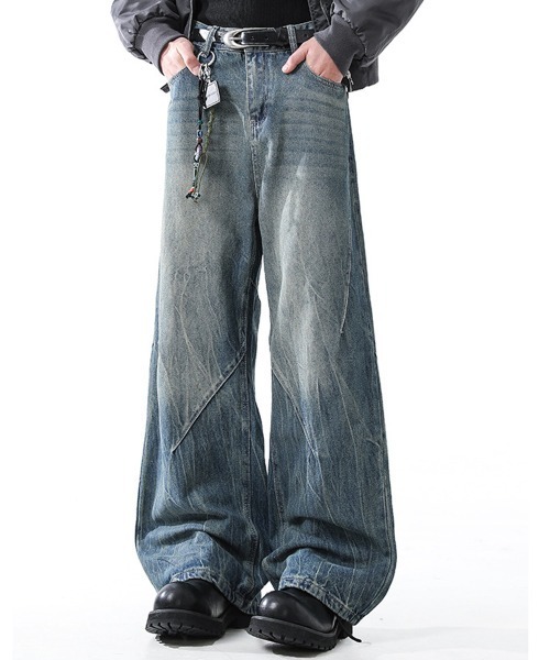 NEW GENTLEMAN（ニュージェントルマン）の「ノルマンディーデニム ワイドバギー バルーン バレル パンツ（デニムパンツ・メンズ・ブルー/ブラック・L/M/S）」の12枚目の写真