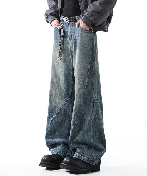 NEW GENTLEMAN（ニュージェントルマン）の「ノルマンディーデニム ワイドバギー バルーン バレル パンツ（デニムパンツ・メンズ・ブルー/ブラック・L/M/S）」の14枚目の写真