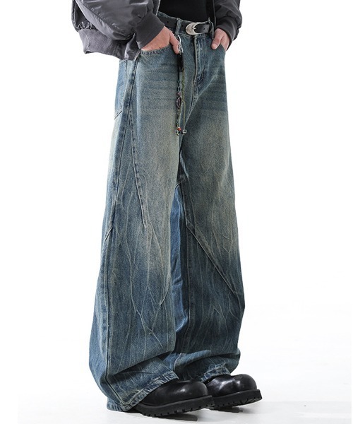 NEW GENTLEMAN（ニュージェントルマン）の「ノルマンディーデニム ワイドバギー バルーン バレル パンツ（デニムパンツ・メンズ・ブルー/ブラック・L/M/S）」の15枚目の写真