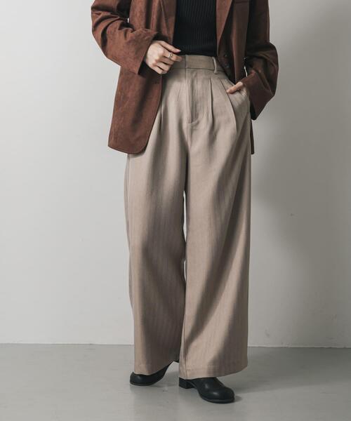 人気作家RATA ざっくり素材感 ヘリンボーンの大人モードパンツ 人気