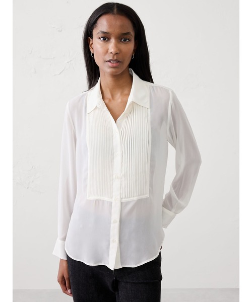 BANANA REPUBLIC FACTORY STORE(バナナリパブリック ファクトリーストア)の「BANANA REPUBLIC FACTORY STORE タキシードビブ ブラウス(シャツ/ブラウス・レディース・ホワイト/ブラック・L/M/S/XS)」の2枚目の写真