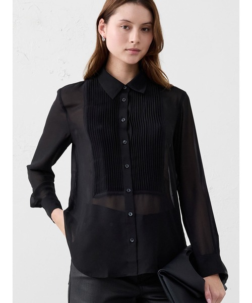 BANANA REPUBLIC FACTORY STORE(バナナリパブリック ファクトリーストア)の「BANANA REPUBLIC FACTORY STORE タキシードビブ ブラウス(シャツ/ブラウス・レディース・ホワイト/ブラック・L/M/S/XS)」の1枚目の写真
