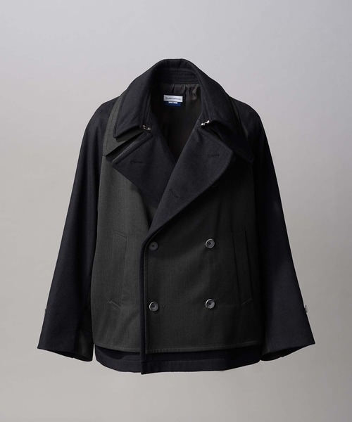 UNISEX》Layering Double Breasted Prime-Over Short Coat/レイヤ