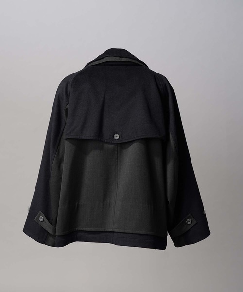 UNISEX》Layering Double Breasted Prime-Over Short Coat/レイヤ