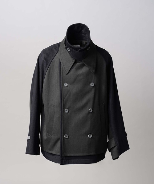 UNISEX》Layering Double Breasted Prime-Over Short Coat/レイヤ