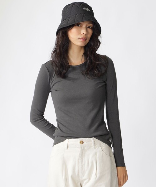 ECOALF（エコアルフ）の「SINES リブ ロンT / SINES LONG SLEEVE T-SHIRTS（Tシャツ/カットソー・レディース・イエロー系その他6/チャコールグレー・M/S）」の5枚目の写真