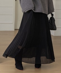 DAY CLOSET | 【裏起毛/消しプリーツ加工/シワになりにくい】ウエストすっきり、裾ふんわり。ロング丈シフォンスカート レディース(スカート)