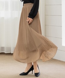 【裏起毛/消しプリーツ加工/シワになりにくい】ウエストすっきり、裾ふんわり。ロング丈シフォンスカート レディース