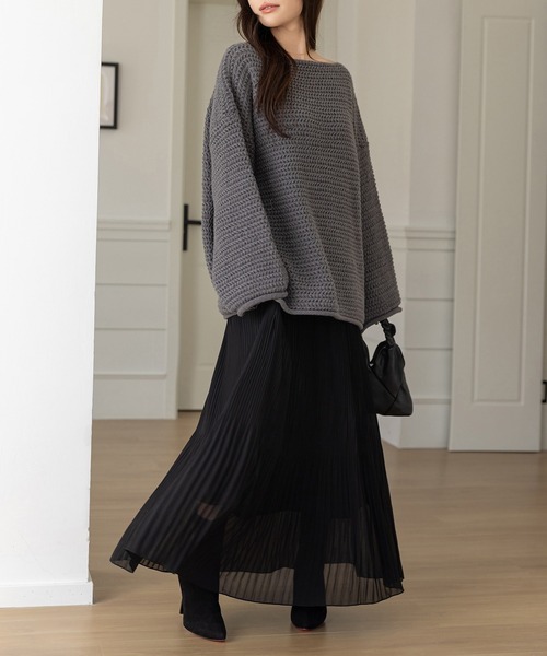 DAY CLOSET(デイ クローゼット)の「【裏起毛/消しプリーツ加工/シワになりにくい】ウエストすっきり、裾ふんわり。ロング丈シフォンスカート レディース(スカート・レディース・グリーン/ブラウン/モカ/ブラック・M/L)」の8枚目の写真