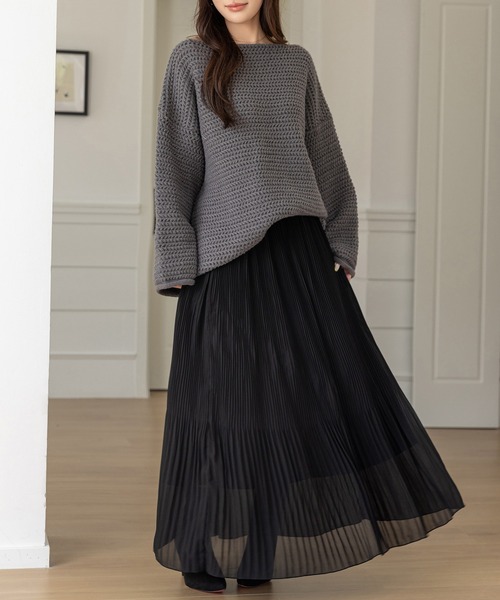 DAY CLOSET(デイ クローゼット)の「【裏起毛/消しプリーツ加工/シワになりにくい】ウエストすっきり、裾ふんわり。ロング丈シフォンスカート レディース(スカート・レディース・グリーン/ブラウン/モカ/ブラック・M/L)」の10枚目の写真