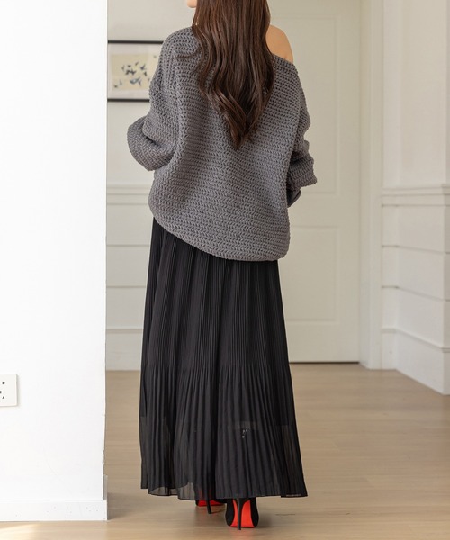 DAY CLOSET(デイ クローゼット)の「【裏起毛/消しプリーツ加工/シワになりにくい】ウエストすっきり、裾ふんわり。ロング丈シフォンスカート レディース(スカート・レディース・グリーン/ブラウン/モカ/ブラック・M/L)」の11枚目の写真