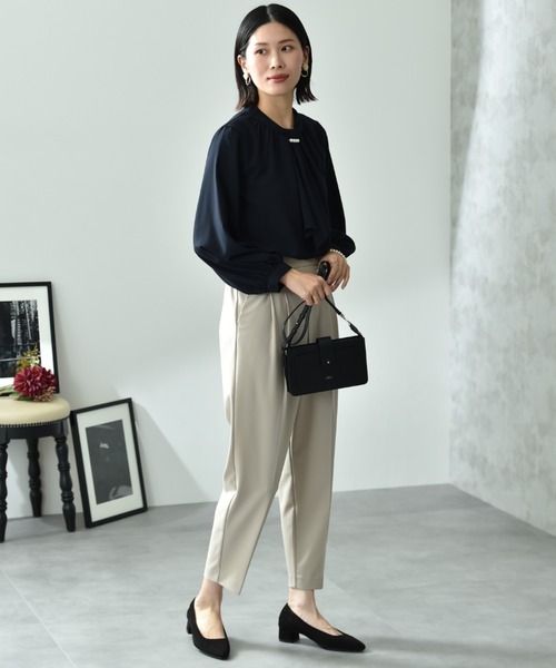 INTERPLANET(インタープラネット)の「モスクレープスカーフタイパール付9分袖ブラウス(シャツ/ブラウス・レディース・ネイビー/ラベンダー/オフホワイト・FREE)」の9枚目の写真