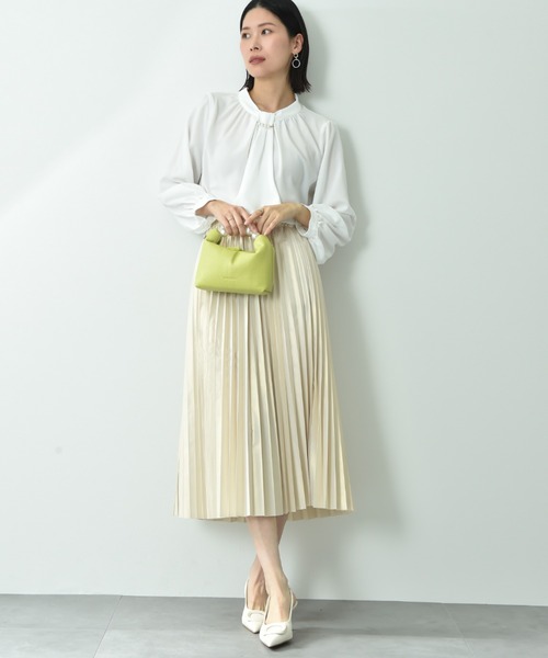 INTERPLANET(インタープラネット)の「モスクレープスカーフタイパール付9分袖ブラウス(シャツ/ブラウス・レディース・ネイビー/ラベンダー/オフホワイト・FREE)」の15枚目の写真