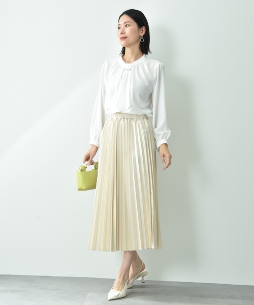 INTERPLANET(インタープラネット)の「モスクレープスカーフタイパール付9分袖ブラウス(シャツ/ブラウス・レディース・ネイビー/ラベンダー/オフホワイト・FREE)」の16枚目の写真