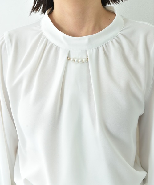 INTERPLANET(インタープラネット)の「モスクレープスカーフタイパール付9分袖ブラウス(シャツ/ブラウス・レディース・ネイビー/ラベンダー/オフホワイト・FREE)」の20枚目の写真