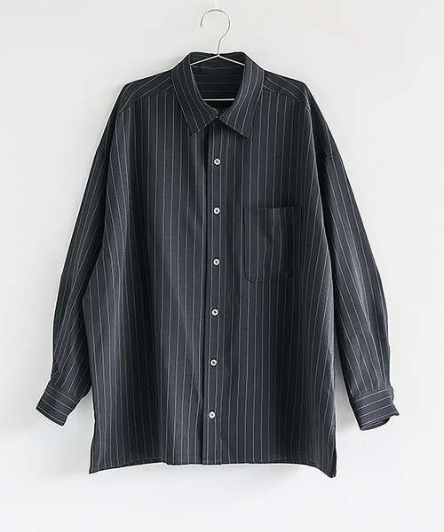 SOLAMONAT LARME(ソラモナラーム)の「ストライプシャツ(シャツ/ブラウス・レディース・グレー/チャコール/ブラック・38)」の8枚目の写真