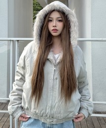 ADDITION STORE | 【再入荷】ファー 中綿キルト ジップブルゾン / Fur quilted zip-up jacket / asfj(ブルゾン)