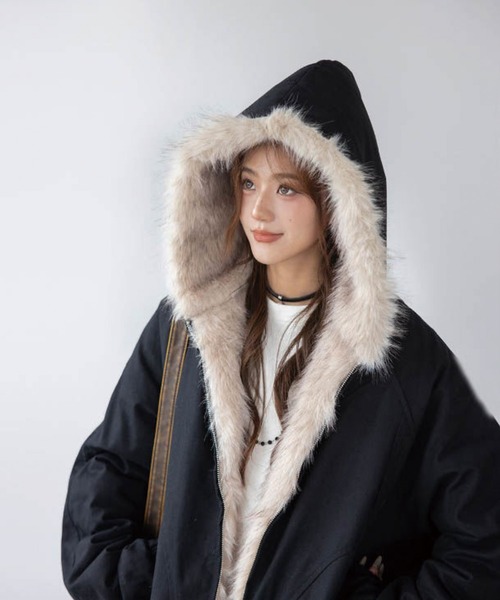 ADDITION STORE(アディションストア)の「【再入荷】ファー 中綿キルト ジップブルゾン / Fur quilted zip-up jacket / asfj(ブルゾン・レディース・グレー/ブラック・SMALL/MEDIUM/LARGE)」の16枚目の写真