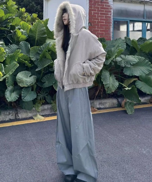 ADDITION STORE(アディションストア)の「【再入荷】ファー 中綿キルト ジップブルゾン / Fur quilted zip-up jacket / asfj(ブルゾン・レディース・グレー/ブラック・SMALL/MEDIUM/LARGE)」の15枚目の写真
