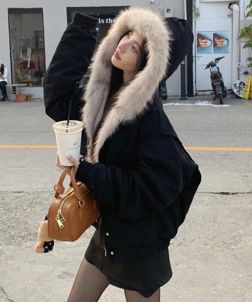 ADDITION STORE(アディションストア)の「【再入荷】ファー 中綿キルト ジップブルゾン / Fur quilted zip-up jacket / asfj(ブルゾン・レディース・グレー/ブラック・SMALL/MEDIUM/LARGE)」の21枚目の写真
