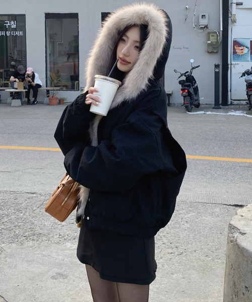 ADDITION STORE(アディションストア)の「【再入荷】ファー 中綿キルト ジップブルゾン / Fur quilted zip-up jacket / asfj(ブルゾン・レディース・グレー/ブラック・SMALL/MEDIUM/LARGE)」の18枚目の写真