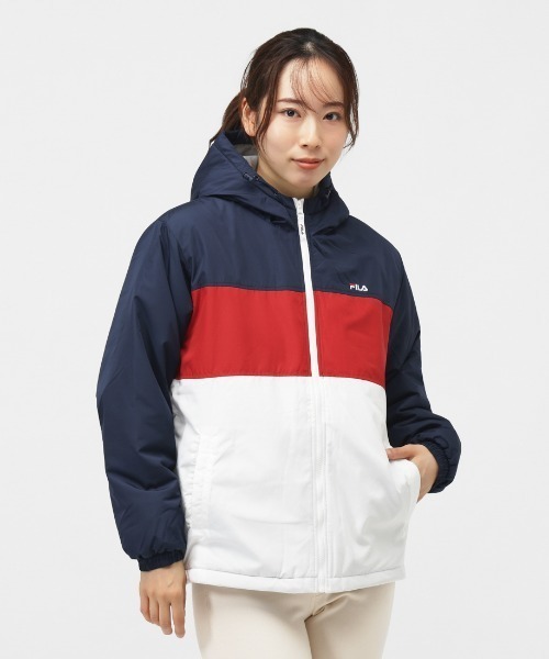   ダウンジャケット M ネイビー/レッド/ホワイト セール】【別注】フィラ FILA レディース中綿ウィンドジャケット 限定