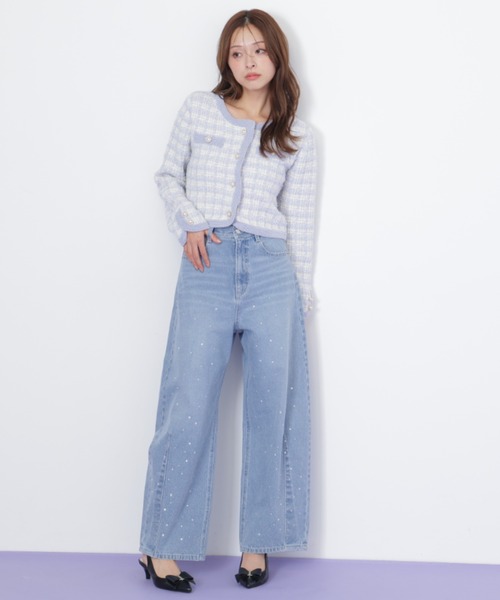 JILL by JILL STUART（ジルバイジルスチュアート）の「◇ビジュートッピングデニムパンツ（デニムパンツ・レディース・ブルー/ブラック・SMALL/MEDIUM）」の3枚目の写真