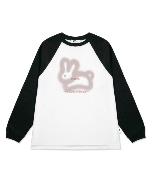 ESCAPEFROM(エスケープフロム)の「ピンクブラウンスプレイラビットプリントロングスリーブブラック(Tシャツ/カットソー・レディース・その他・MEDIUM/LARGE/SMALL)」の1枚目の写真
