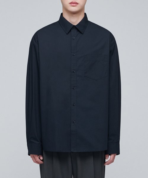 MUSINSA STANDARD(ムシンサスタンダード)の「特大ポプリンシャツ【ネイビー】(シャツ/ブラウス・メンズ・その他・XX-LARGE/SMALL/MEDIUM/LARGE/X-LARGE)」の2枚目の写真