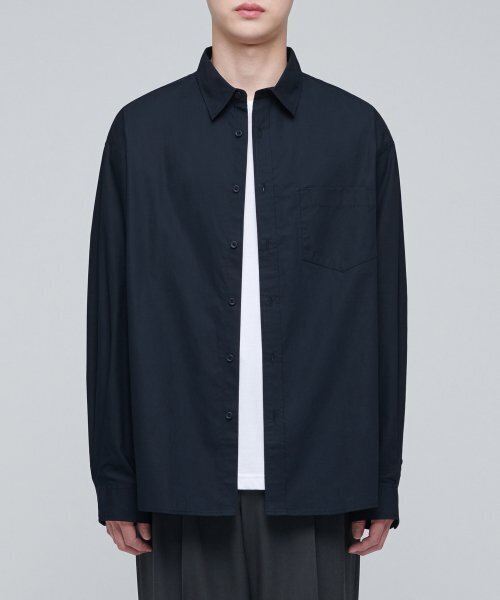 MUSINSA STANDARD(ムシンサスタンダード)の「特大ポプリンシャツ【ネイビー】(シャツ/ブラウス・メンズ・その他・XX-LARGE/SMALL/MEDIUM/LARGE/X-LARGE)」の3枚目の写真