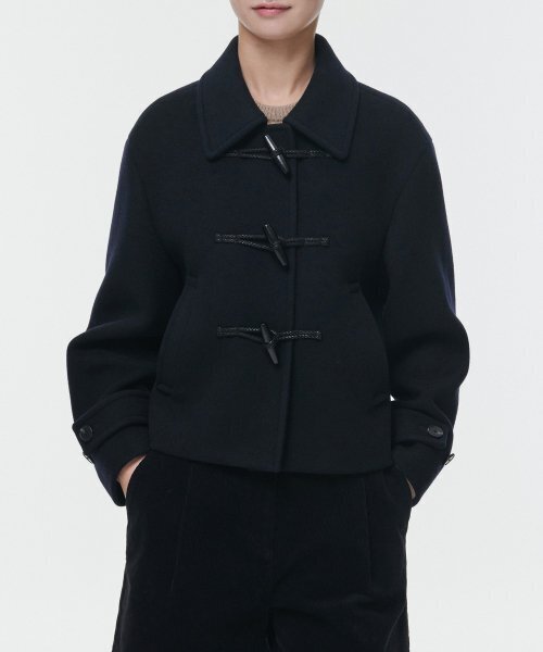 ウィメンズウールブレンドダッフルショートコート[ネイビー]（ダッフル