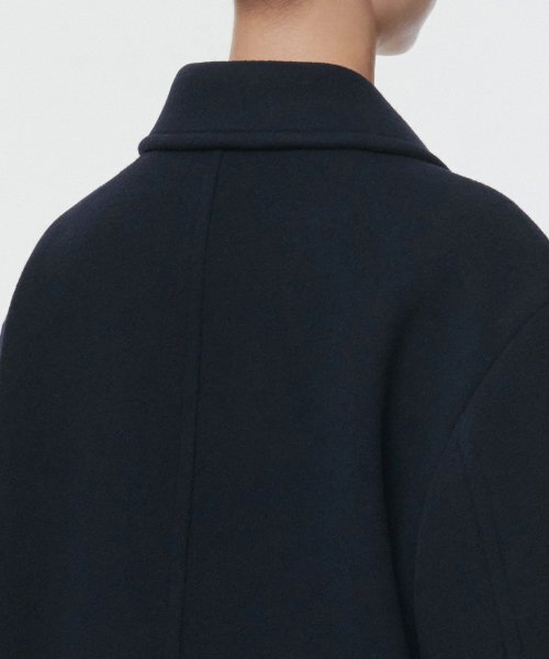 ウィメンズウールブレンドダッフルショートコート[ネイビー]（ダッフル