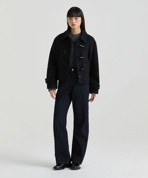 セール】ウィメンズウールブレンドダッフルショートコート[ネイビー