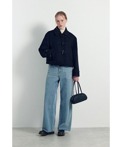 セール】ウィメンズウールブレンドダッフルショートコート[ネイビー