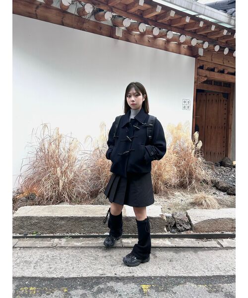 セール】ウィメンズウールブレンドダッフルショートコート[ネイビー