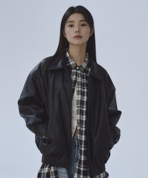 THE GREEN LAB（ザグリーンラボ）の「FAUX LEATHER OVERFIT JACKET [BLACK]（ライダースジャケット）」