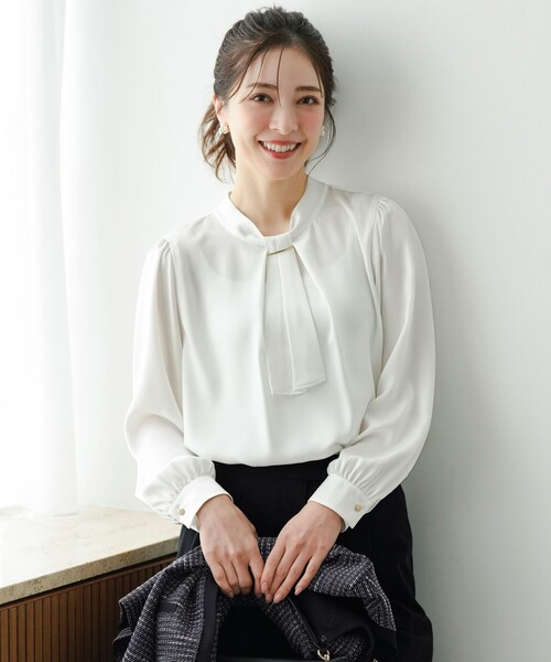 ANY SIS（エニィスィス）の「【4WAY】長袖 ボウブラウス（シャツ/ブラウス・レディース・ホワイト系/スカイブルー系・MEDIUM）」の3枚目の写真