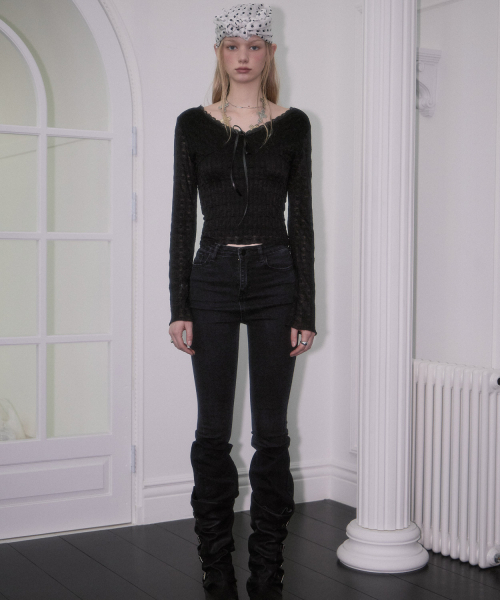 ROSEFRANTZ（ロゼフランツ）の「See-through Lace Long Sleeve [Black]（Tシャツ/カットソー・レディース・ブラック・OS）」の2枚目の写真