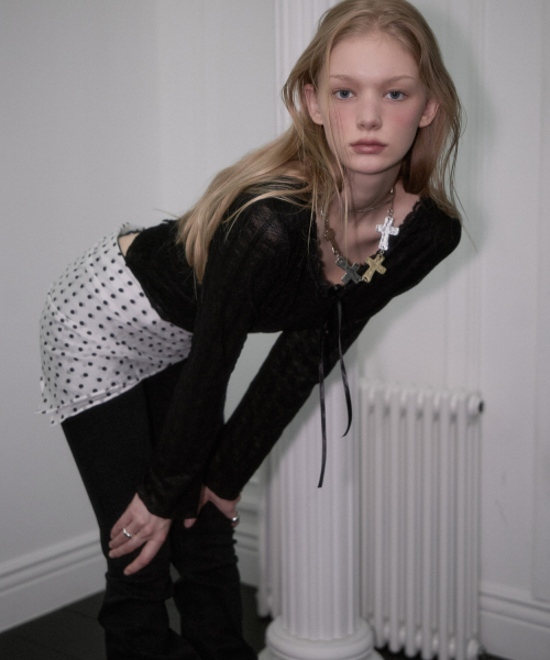 ROSEFRANTZ（ロゼフランツ）の「See-through Lace Long Sleeve [Black]（Tシャツ/カットソー・レディース・ブラック・OS）」の9枚目の写真
