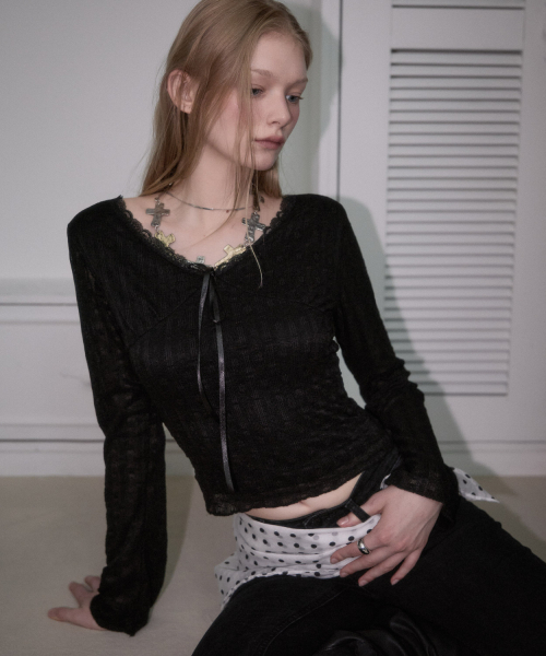 ROSEFRANTZ（ロゼフランツ）の「See-through Lace Long Sleeve [Black]（Tシャツ/カットソー・レディース・ブラック・OS）」の11枚目の写真