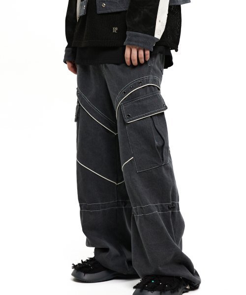 セール】KNEE STRING CARGO DENIM PANTS - GRAY（デニムパンツ）｜RSSC