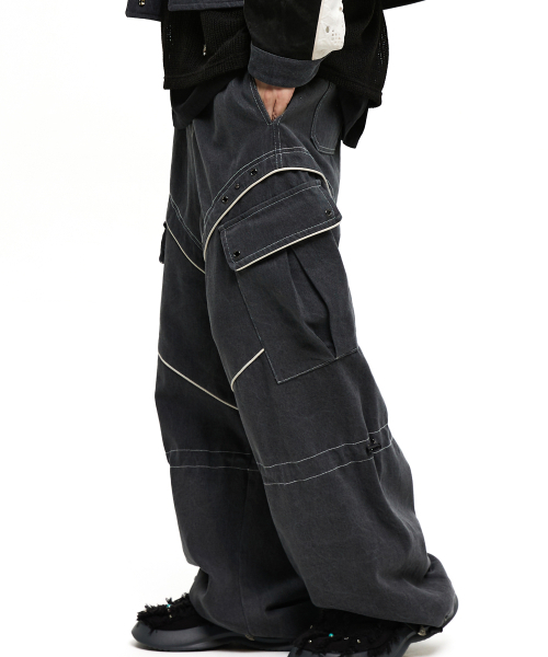 セール】KNEE STRING CARGO DENIM PANTS - GRAY（デニムパンツ）｜RSSC