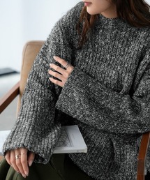 ミックス編み ちくちくしない ボトルネックニット