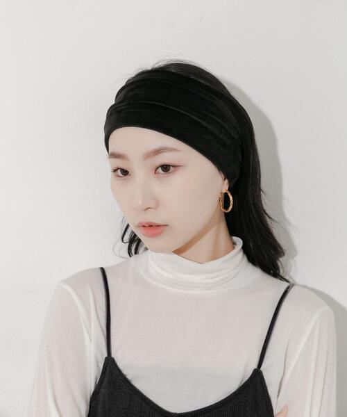 SMELLY(スメリー)の「ベロアワイドヘアバンド(ヘアバンド・レディース・ダークブラウン/ブラック・-)」の3枚目の写真
