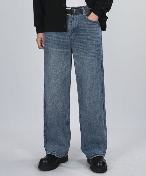 VERYVAIN(ベリベーン)の「HALF BANDING WIDE DENIM (LIGHT BLUE)(デニムパンツ・メンズ・その他・LARGE/MEDIUM/SMALL)」の1枚目の写真